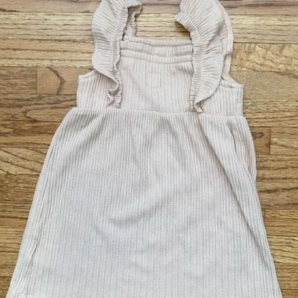 Baby Gap Girls Ribbed Knit Dress 2T Dusty Pink Ruffle Strap Sleeveless